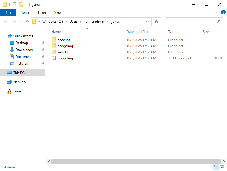 The .janus folder without the wallet file